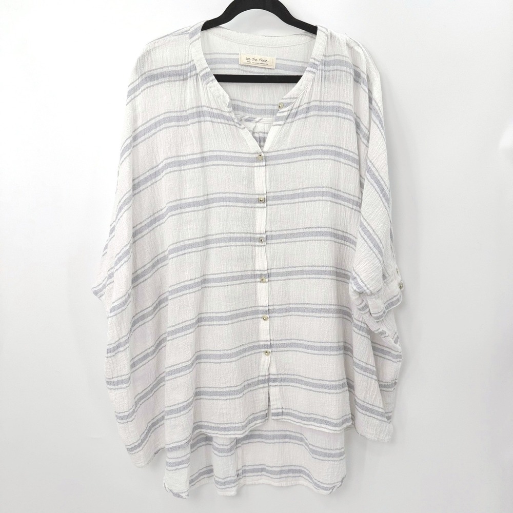 We The Free Free People Oversized Blouse Women S Coastal Boho Linen Blend Beachy